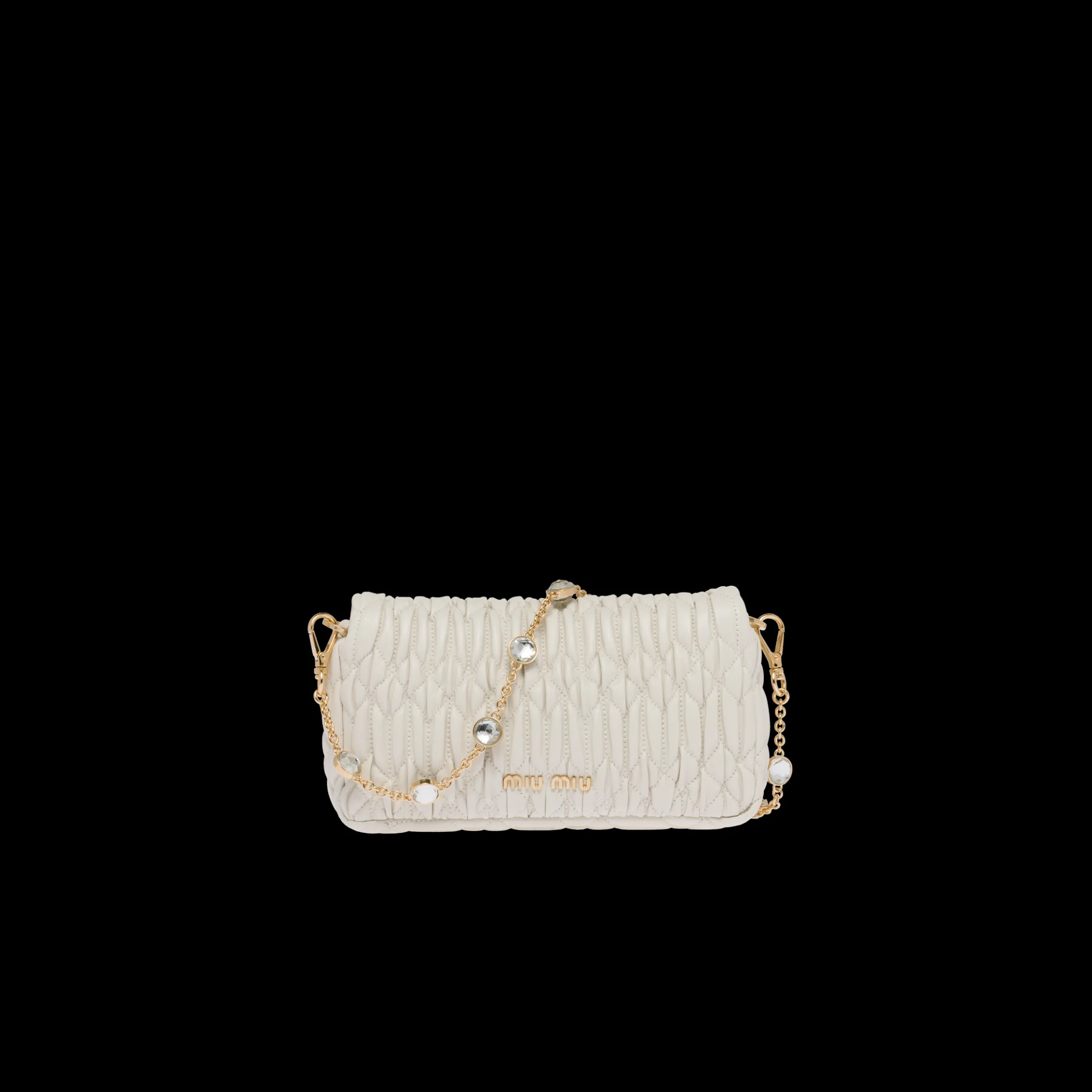 White Miu Crystal Nappa Leather And Crystal Mini-bag | Miu Miu