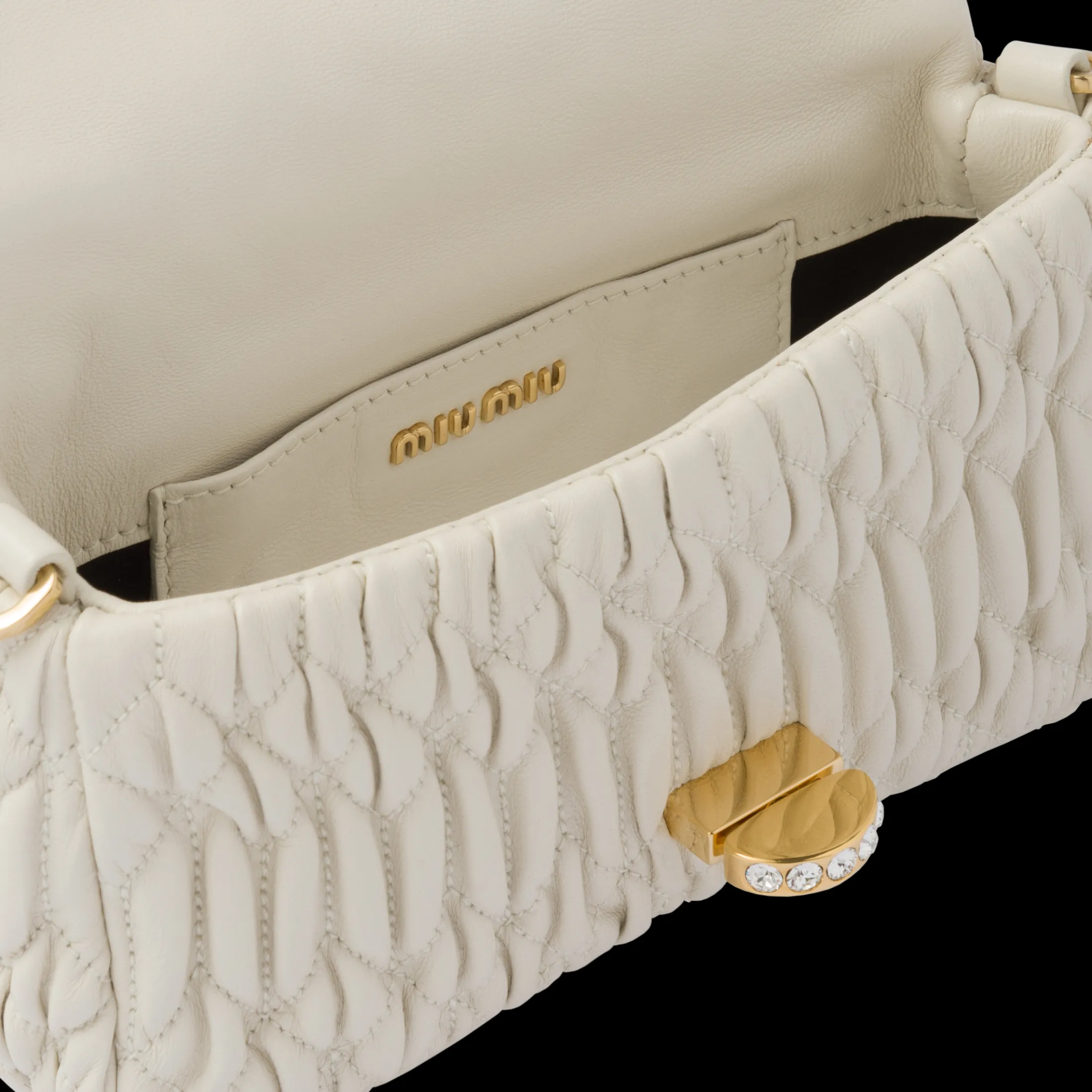 White Miu Crystal Nappa Leather And Crystal Mini-bag | Miu Miu