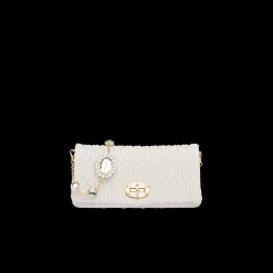 White Miu Miu Iconic Crystal Cloqué Nappa Leather Bag | Miu Miu