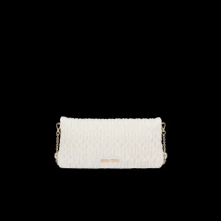 White Miu Miu Iconic Crystal Cloqué Nappa Leather Bag | Miu Miu