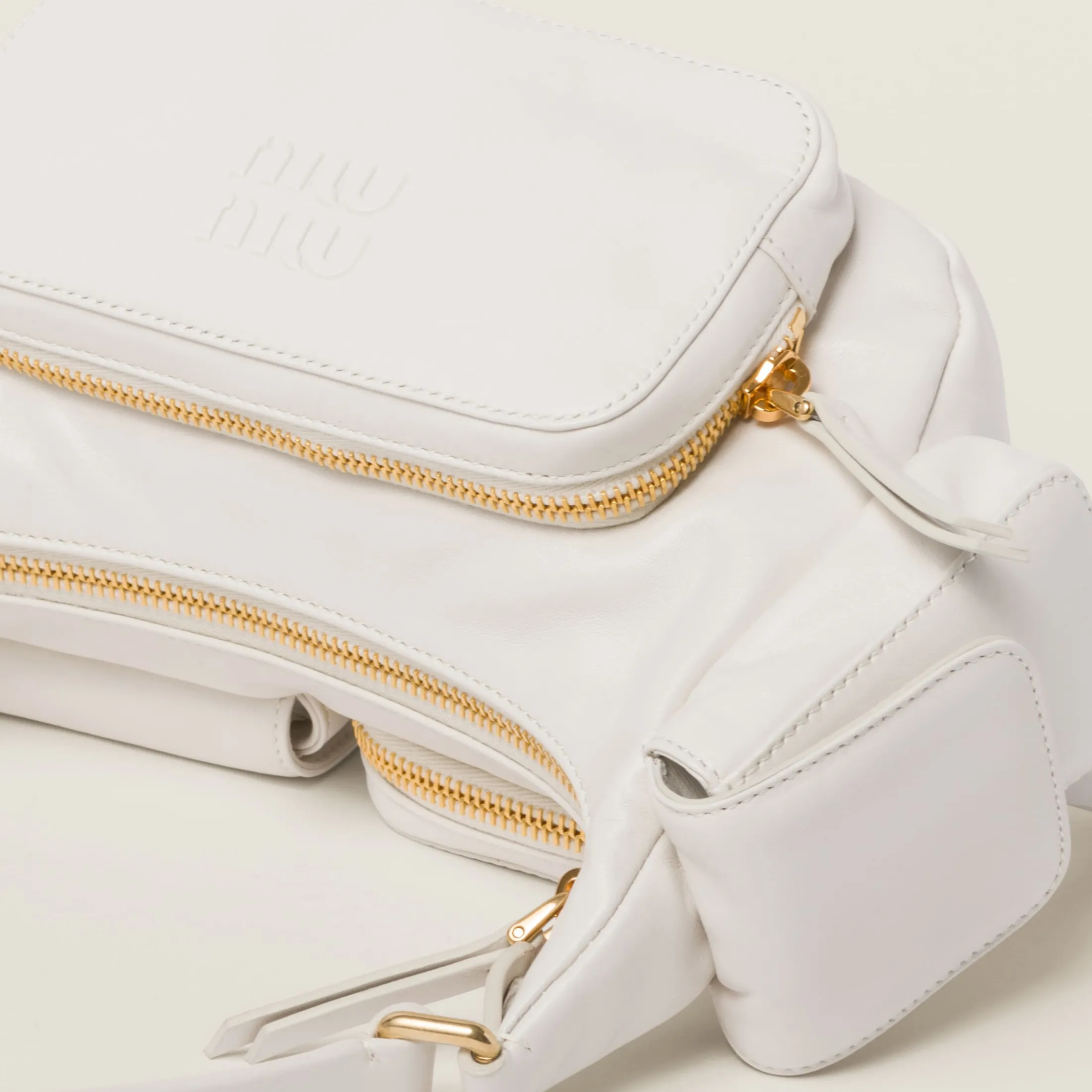 White Nappa Leather Pocket Bag | Miu Miu