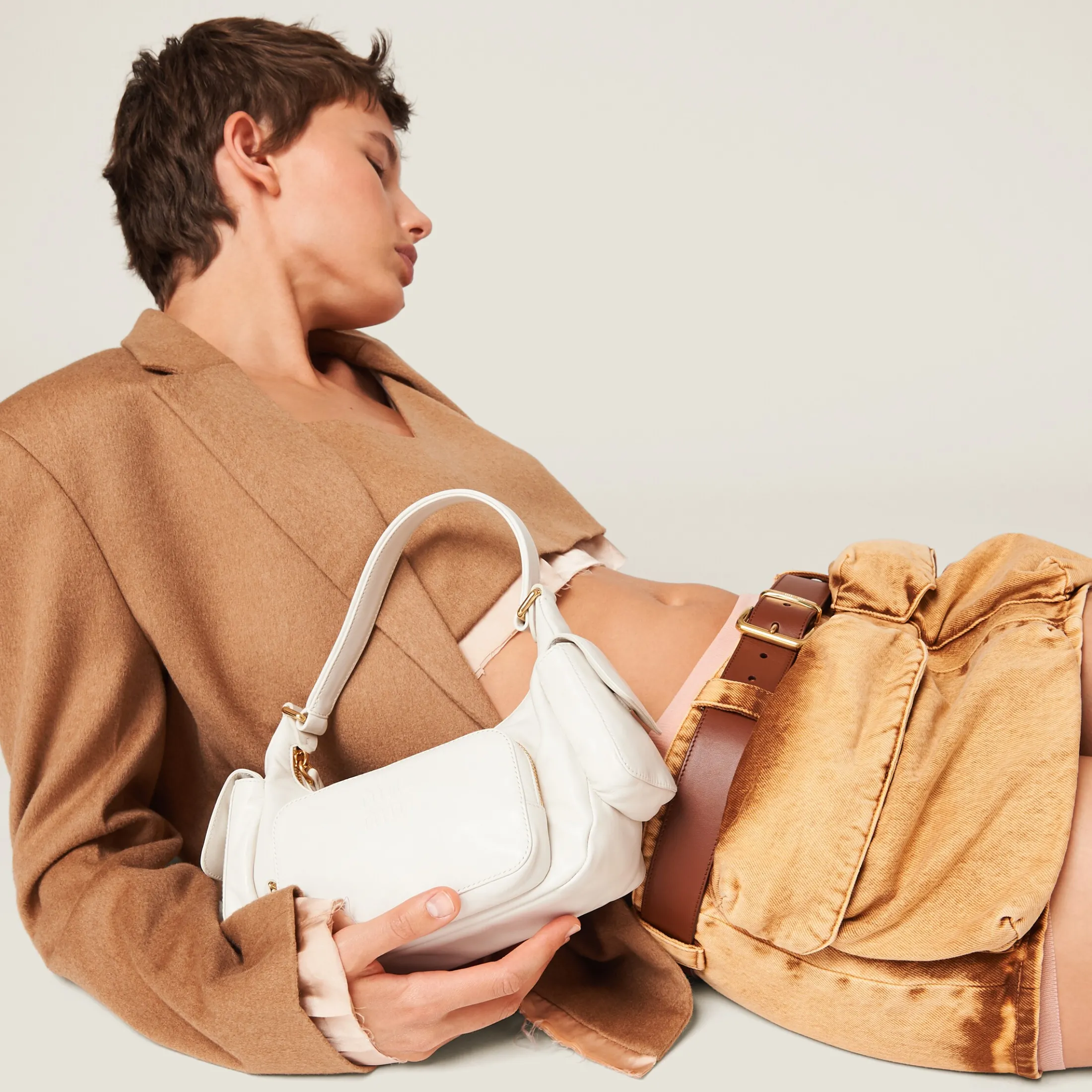 White Nappa Leather Pocket Bag | Miu Miu