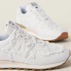 White New Balance 574 X Miu Miu Denim Sneakers | Miu Miu