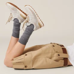 White New Balance 574 X Miu Miu Vintage-effect Nappa Leather Sneakers | Miu Miu