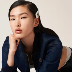 White Patent Leather Hair Clip | Miu Miu