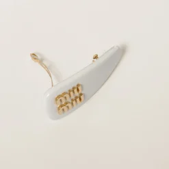 White Patent Leather Hair Clip | Miu Miu