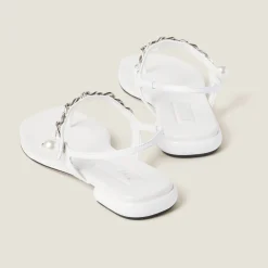 White Patent Leather Thong Sandals | Miu Miu