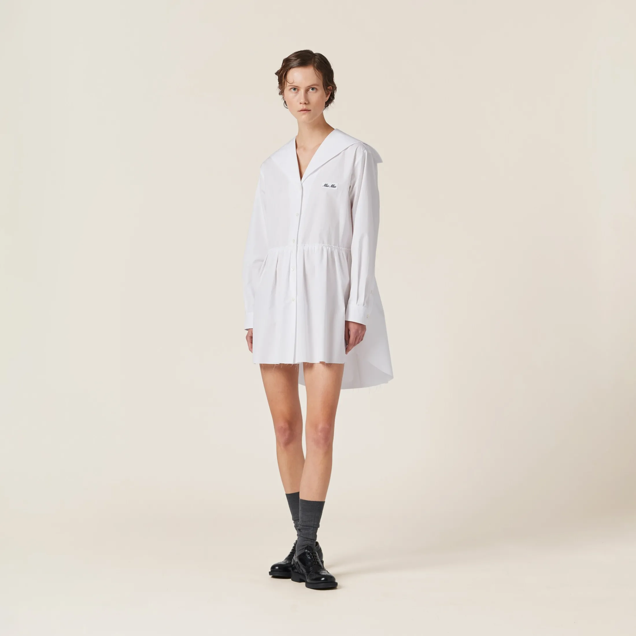 White Poplin Dress | Miu Miu