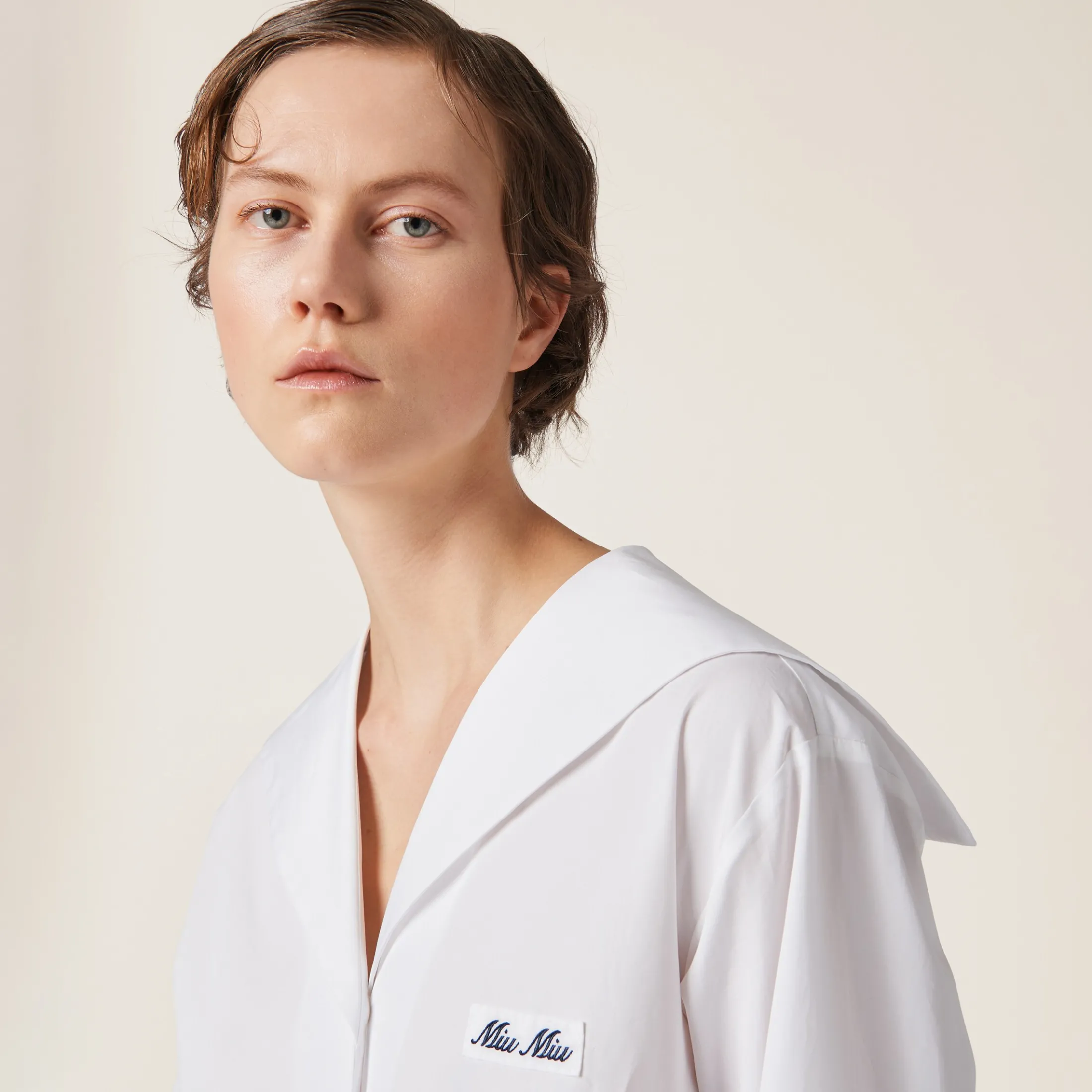 White Poplin Dress | Miu Miu