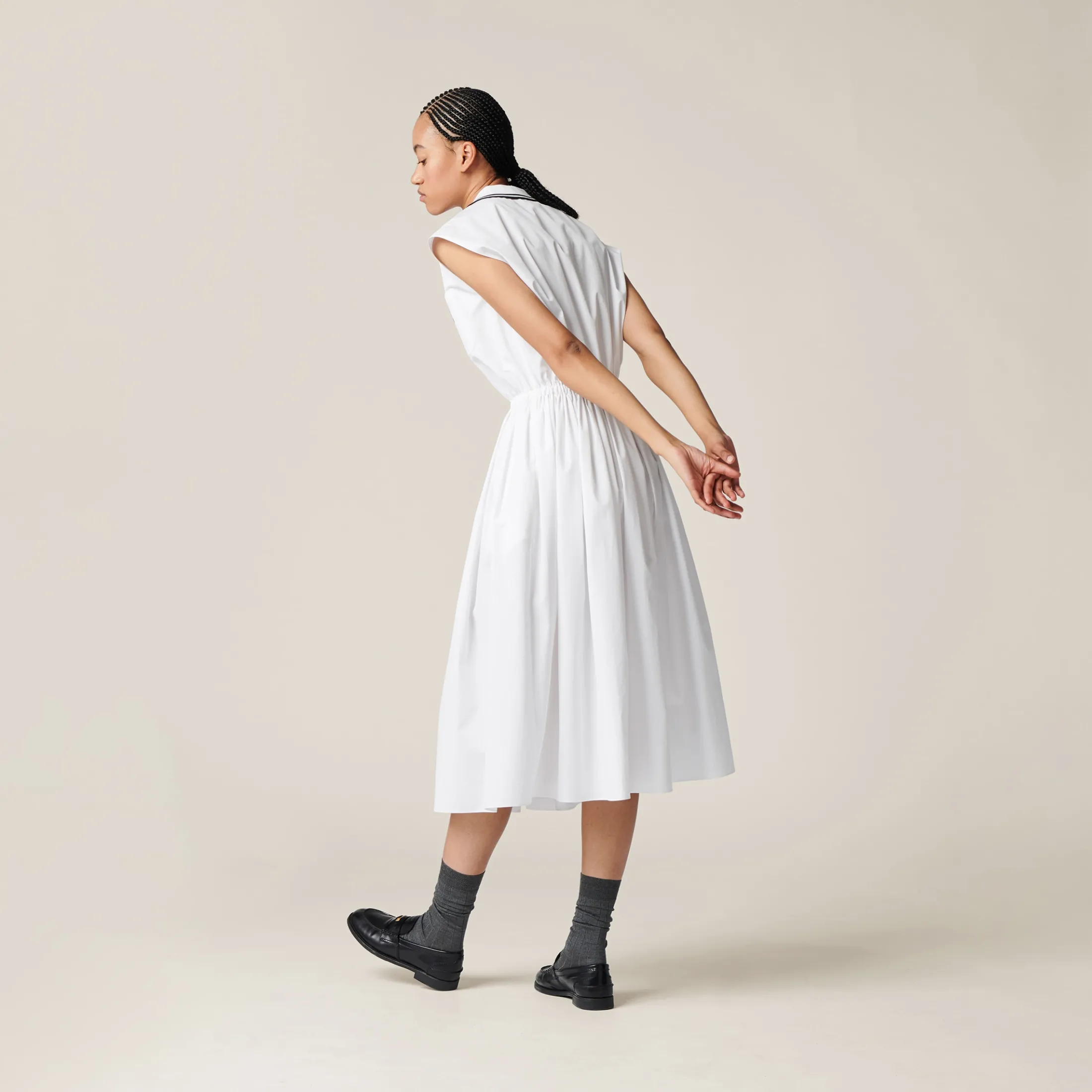 White Poplin Midi-dress | Miu Miu