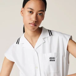 White Poplin Midi-dress | Miu Miu
