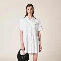 White Poplin Mini-dress | Miu Miu
