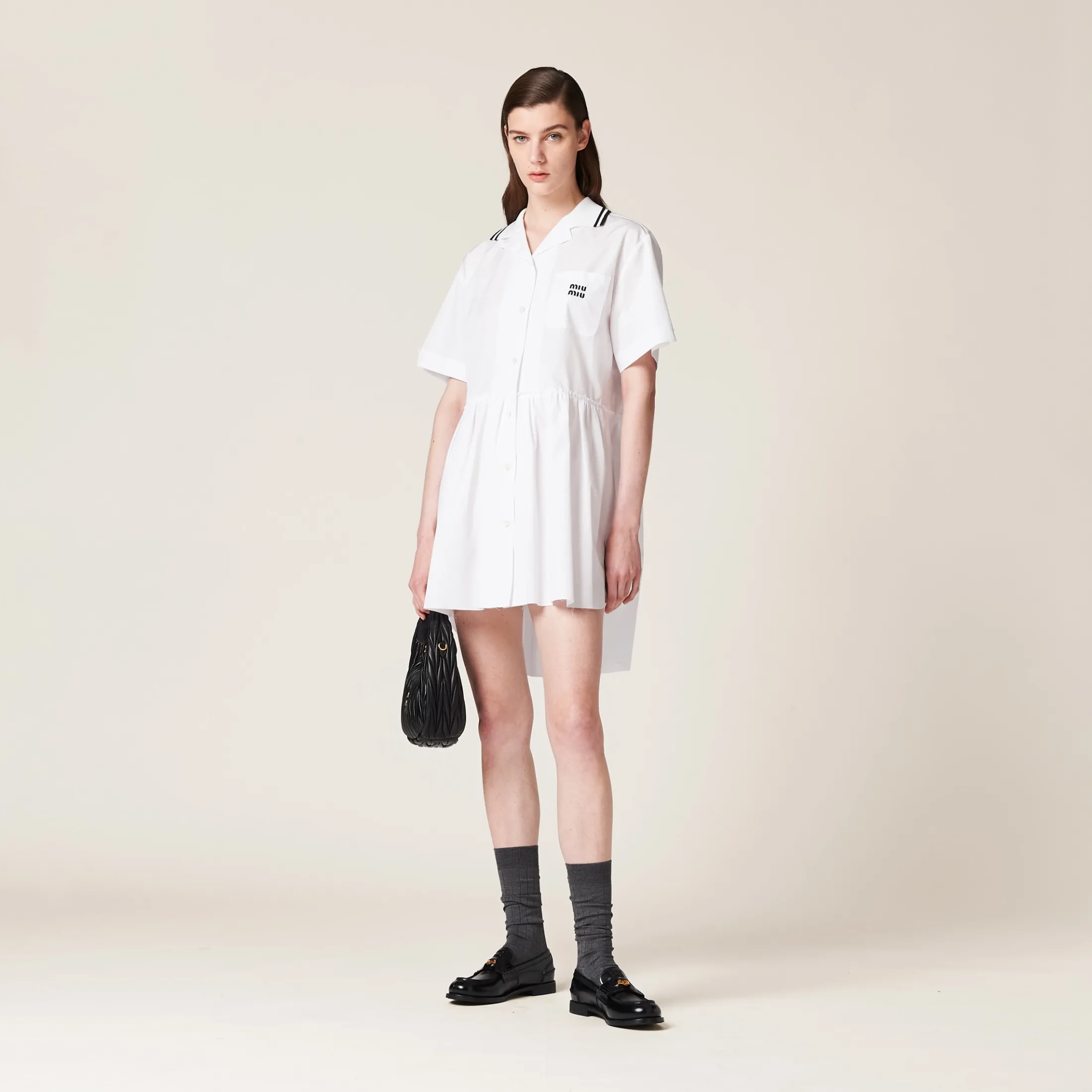White Poplin Mini-dress | Miu Miu