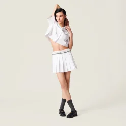 White Poplin Miniskirt | Miu Miu