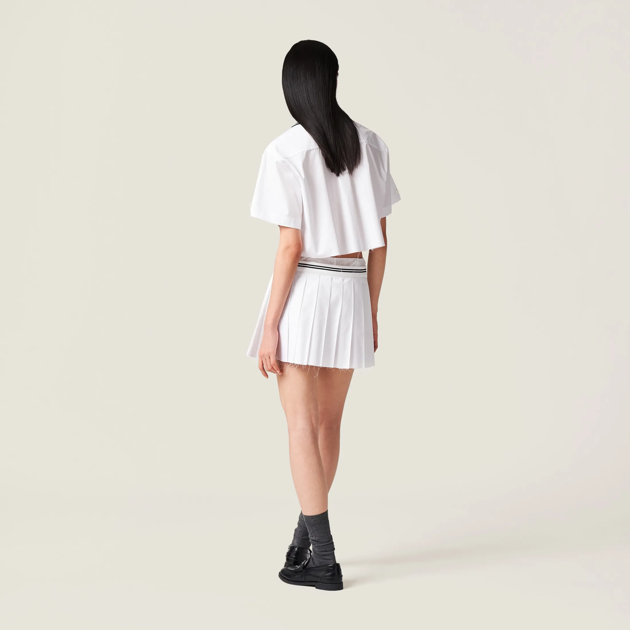 White Poplin Miniskirt | Miu Miu