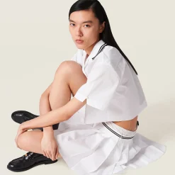White Poplin Miniskirt | Miu Miu