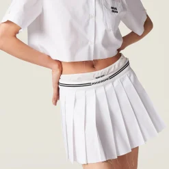 White Poplin Miniskirt | Miu Miu