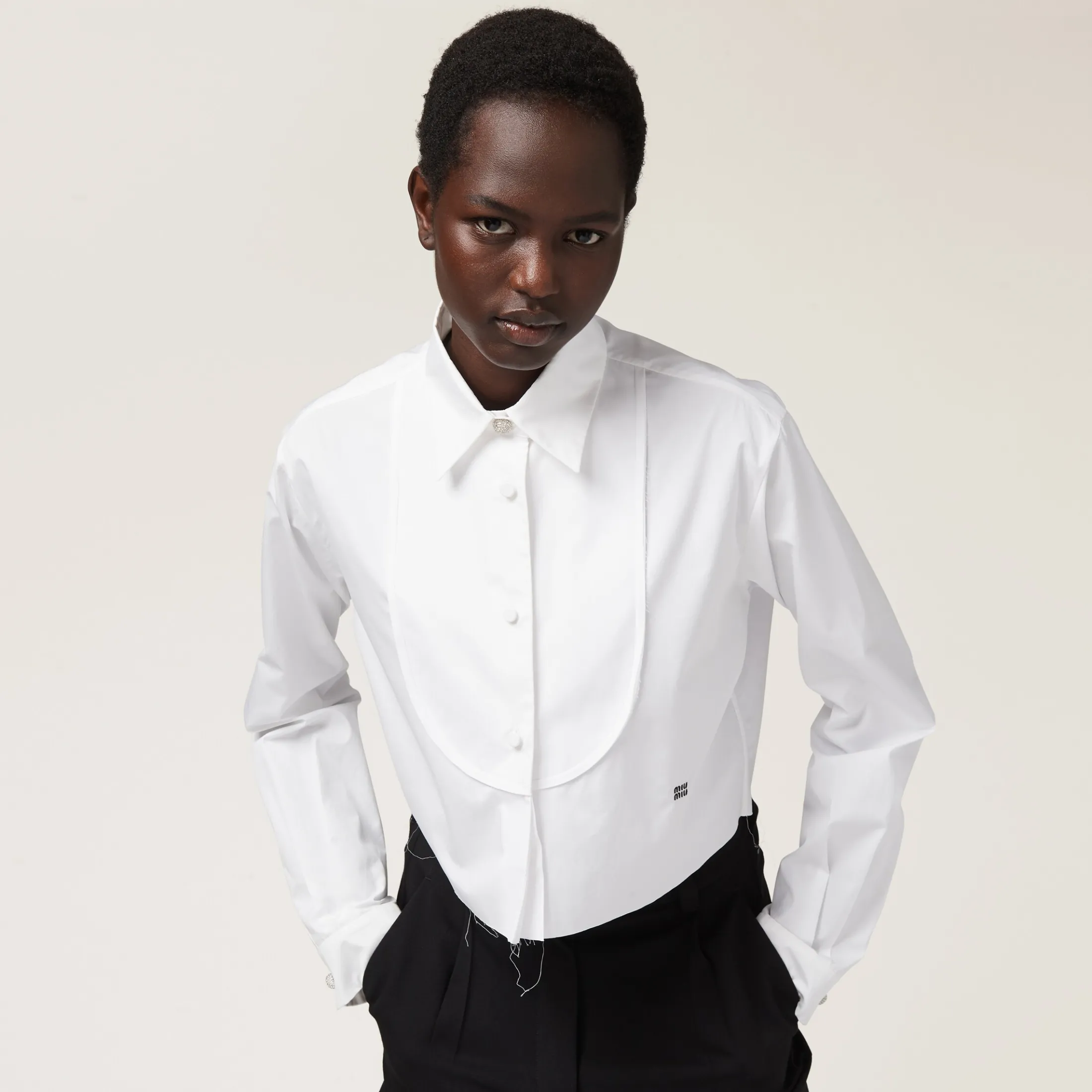 White Poplin Shirt | Miu Miu