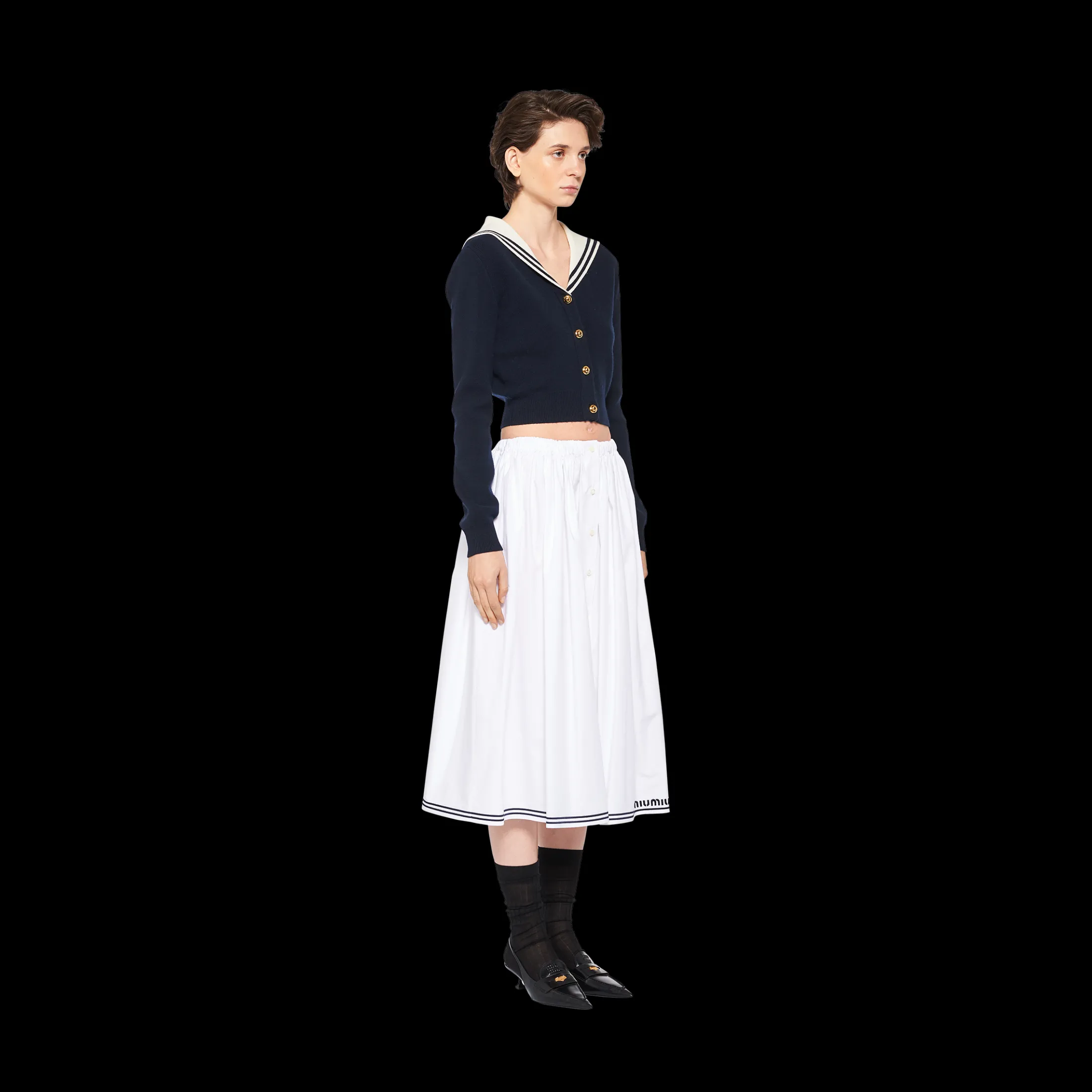 White Poplin Skirt | Miu Miu