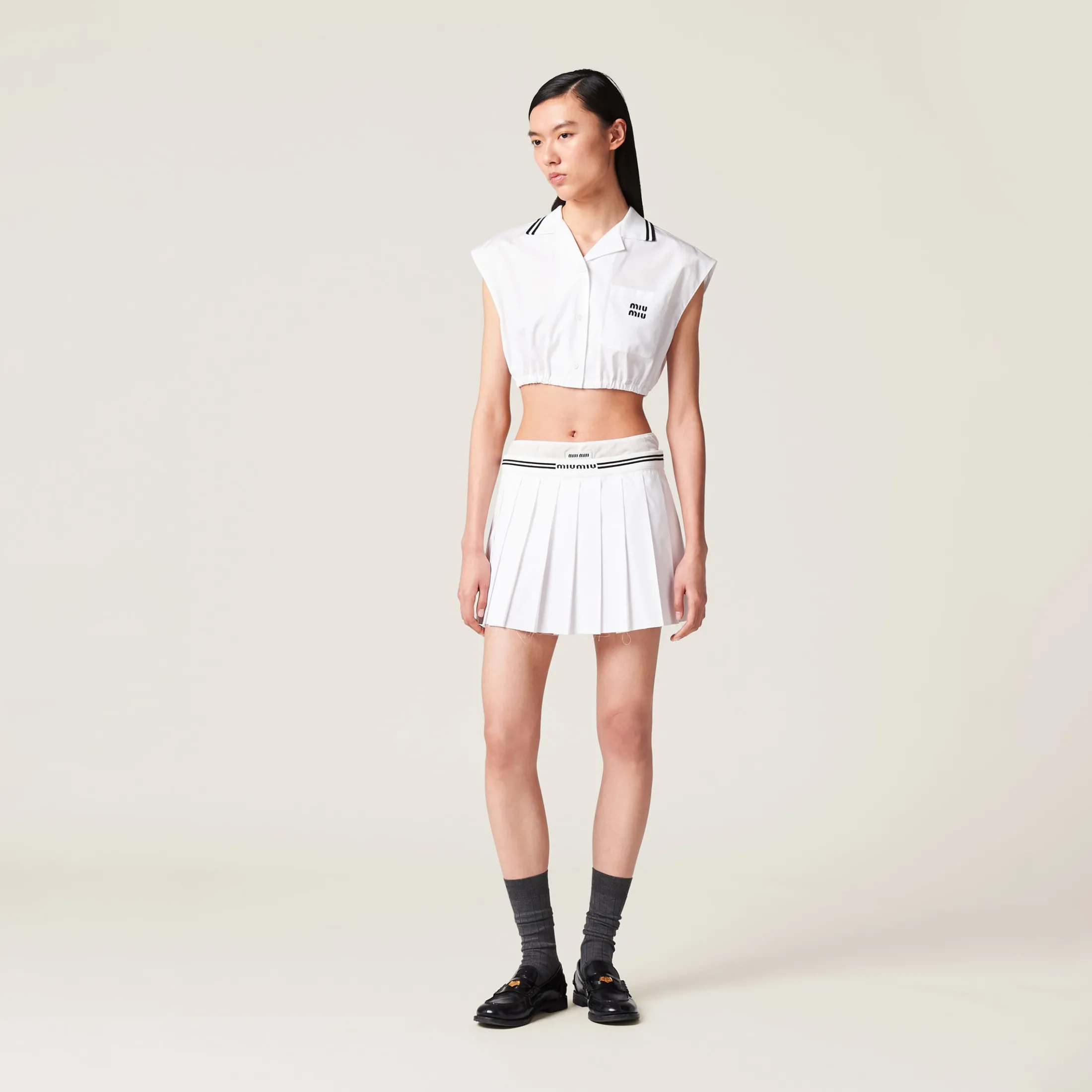 White Poplin Top | Miu Miu