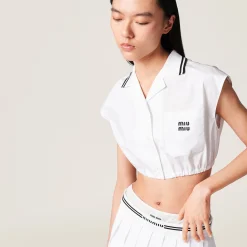 White Poplin Top | Miu Miu