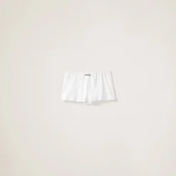 White Ribbed Knit Boxer Shorts | Miu Miu