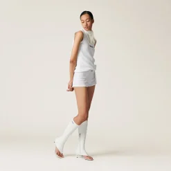 White Ribbed Knit Boxer Shorts | Miu Miu