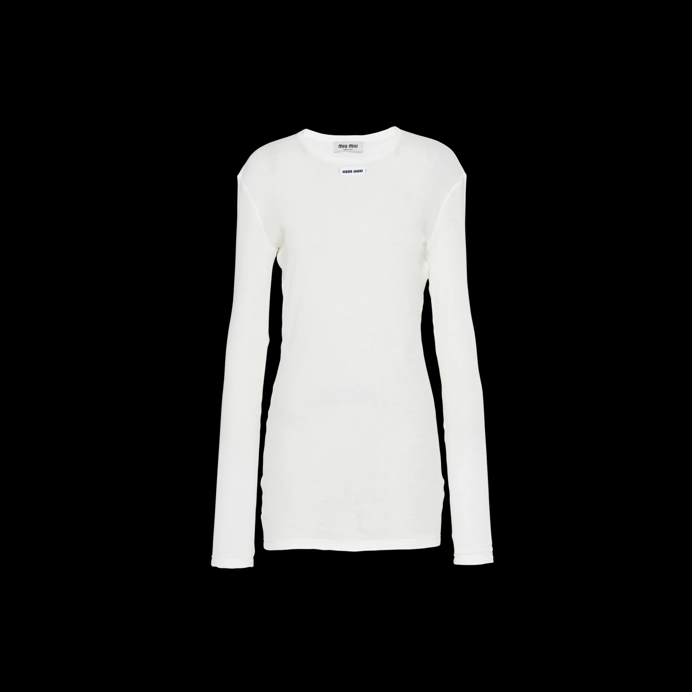 White Ribbed Knit Jersey Dress | Miu Miu