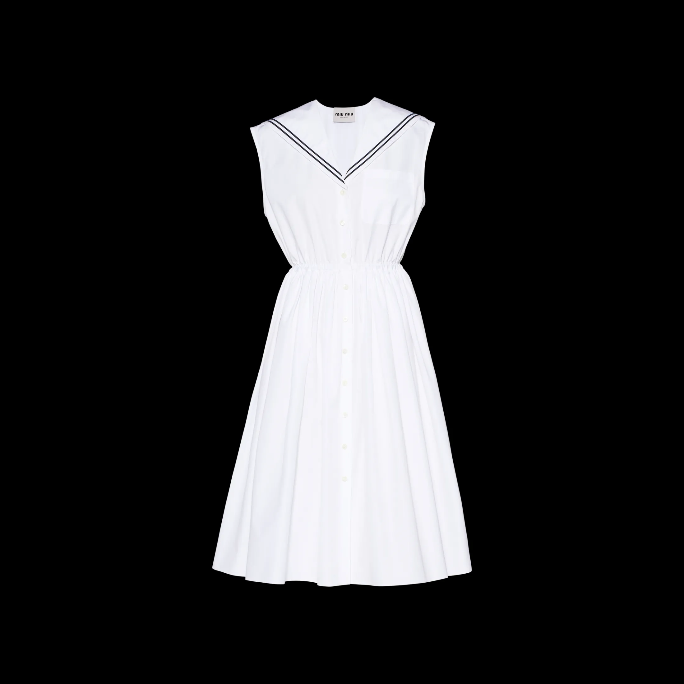 White Sailor Poplin Dress | Miu Miu