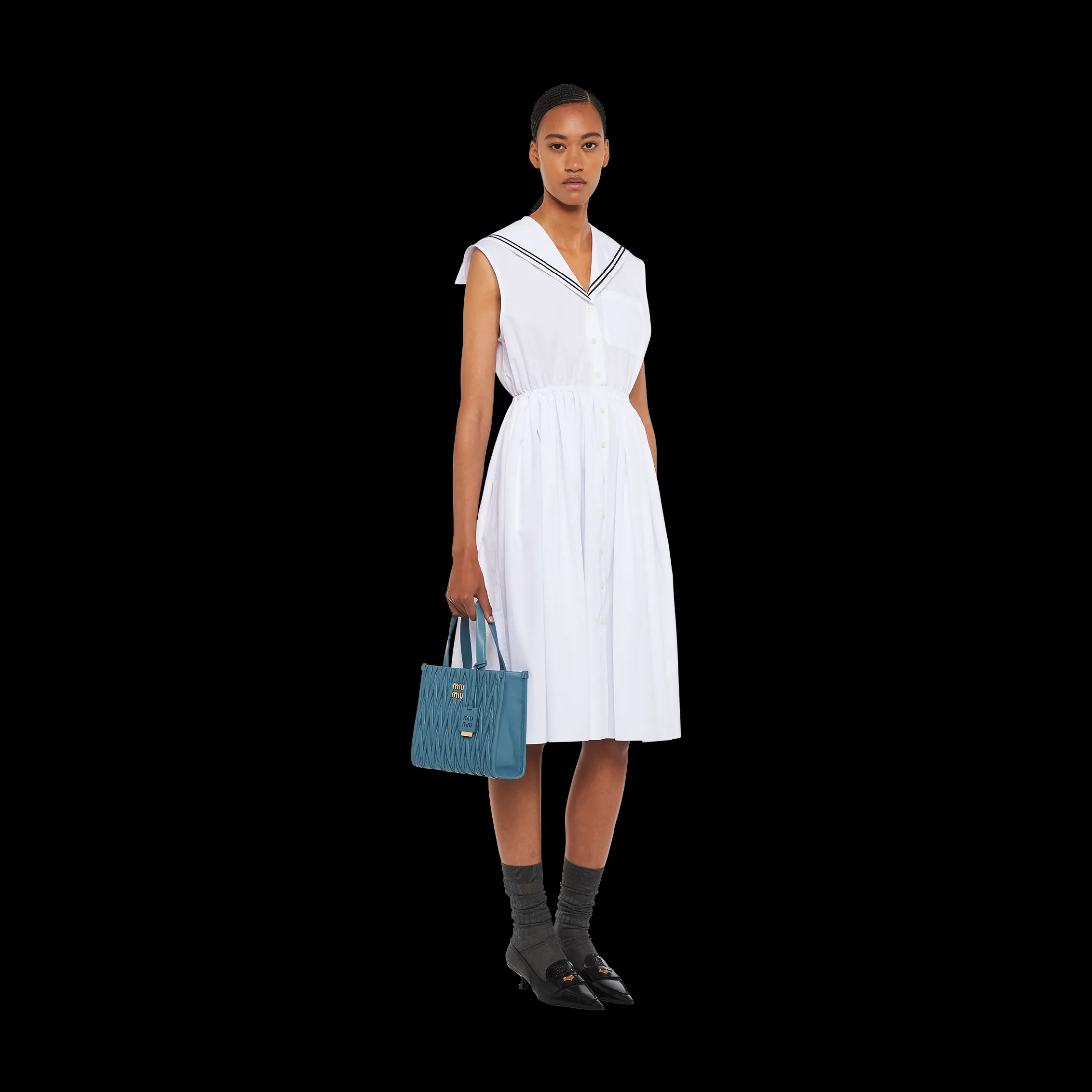 White Sailor Poplin Dress | Miu Miu