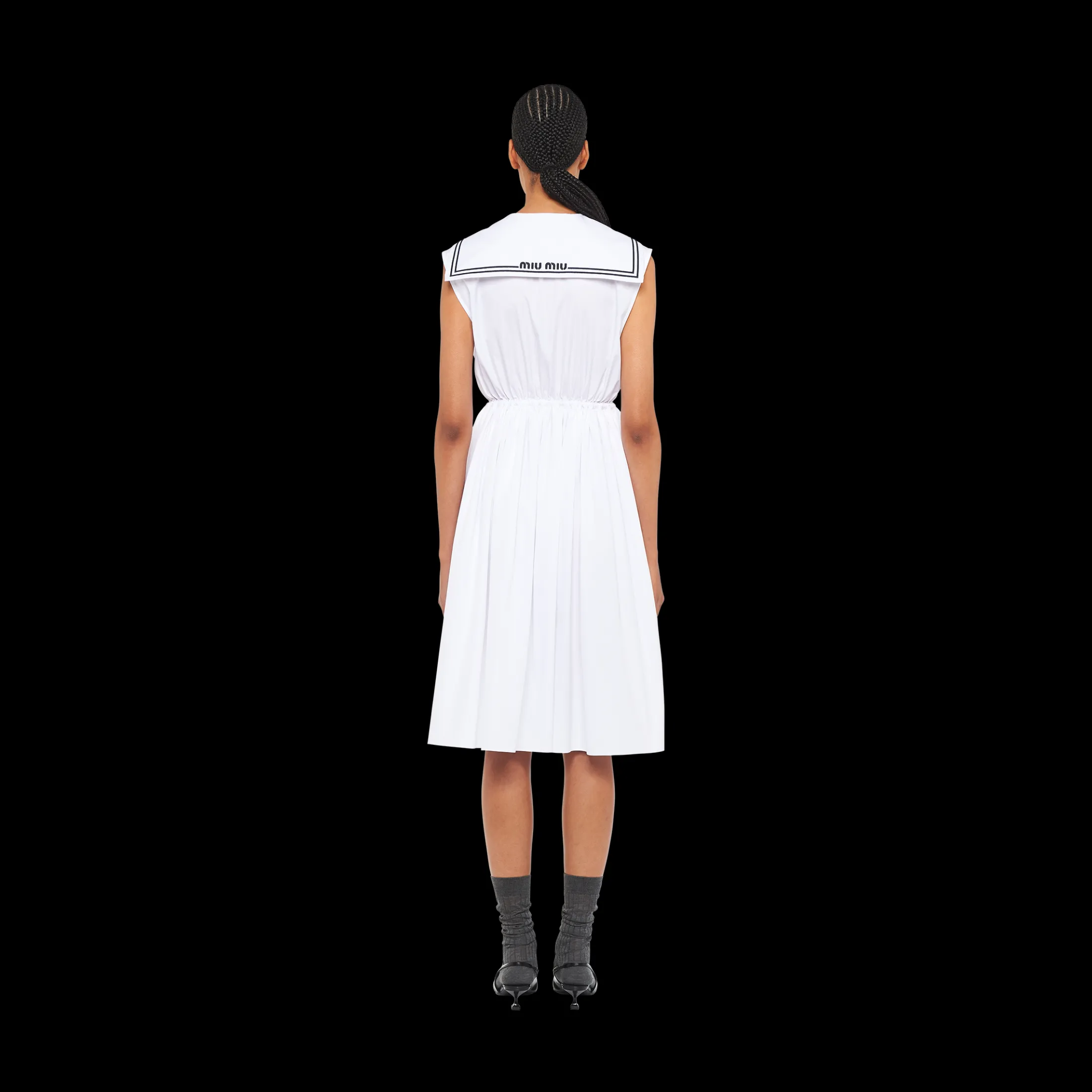 White Sailor Poplin Dress | Miu Miu
