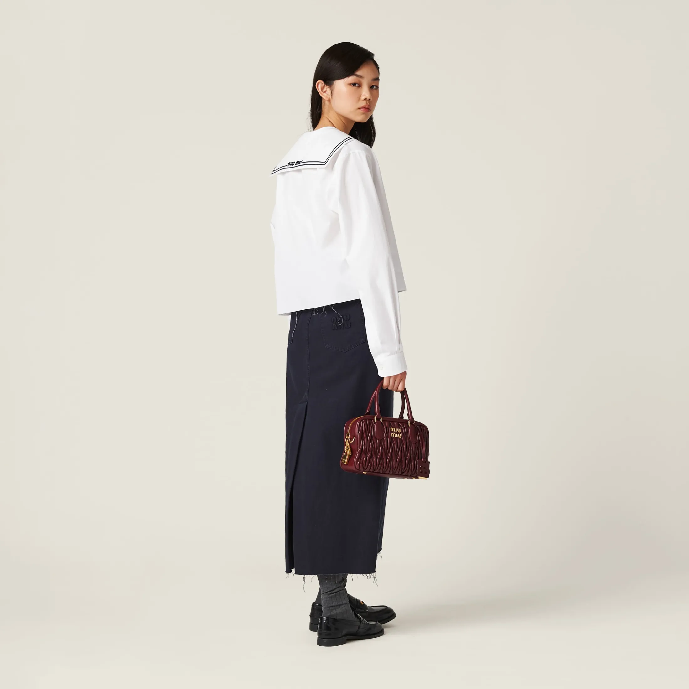White Sailor Poplin Shirt | Miu Miu