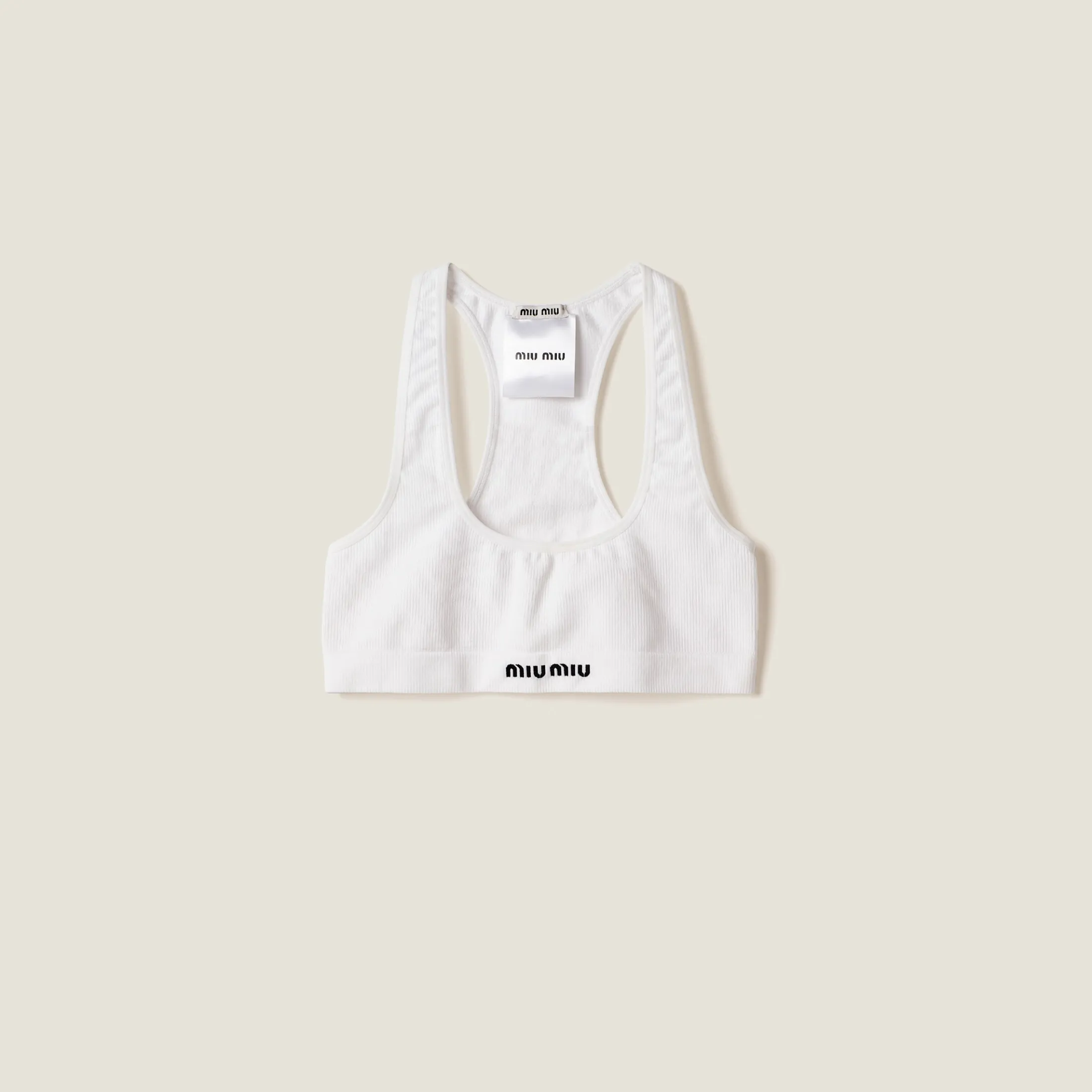 White Seamless Racerback Top | Miu Miu