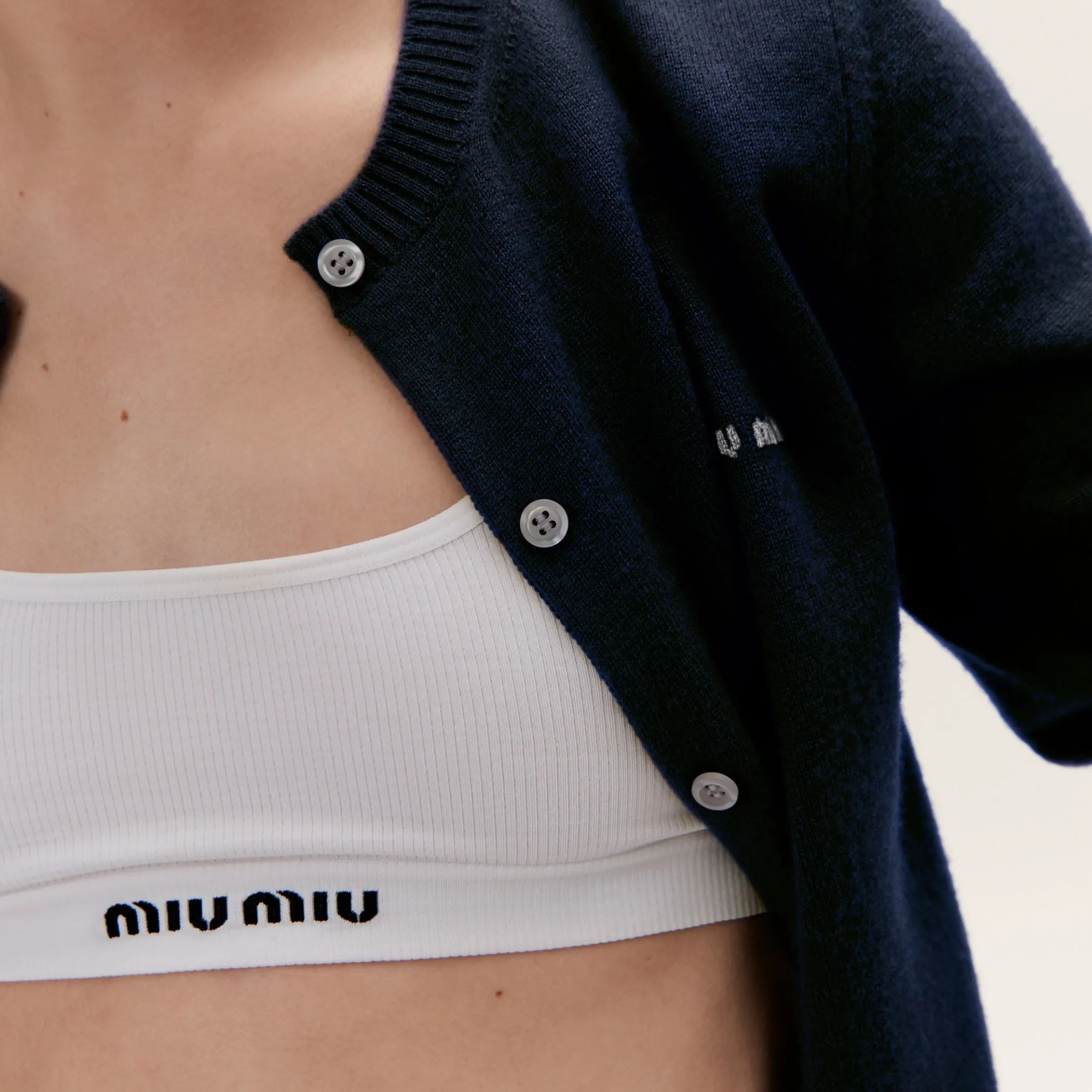 White Seamless Racerback Top | Miu Miu