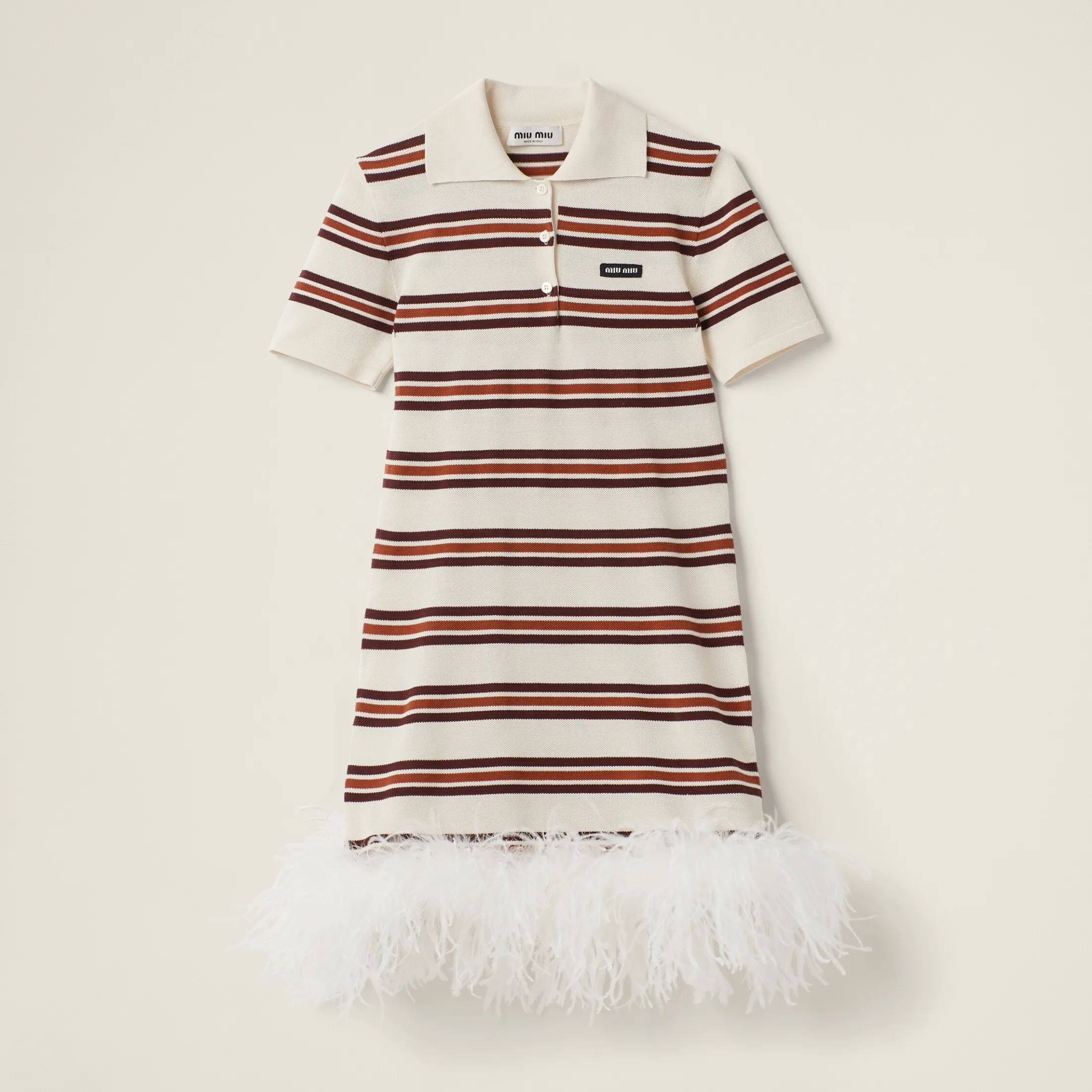 White Silk And Cotton Polo Dress | Miu Miu