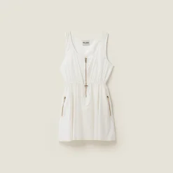 White Sleeveless Technical Silk Dress | Miu Miu