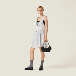 White Sleeveless Technical Silk Dress | Miu Miu