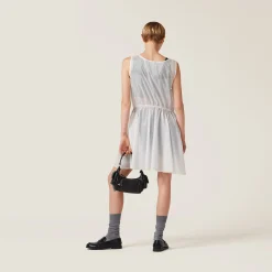 White Sleeveless Technical Silk Dress | Miu Miu