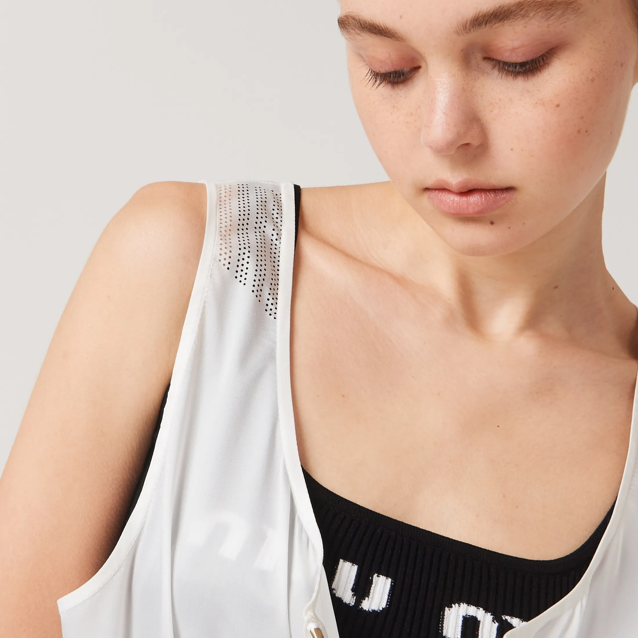 White Sleeveless Technical Silk Dress | Miu Miu