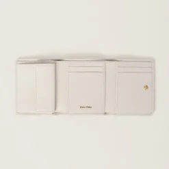 White Small Matelassé Nappa Leather Wallet | Miu Miu