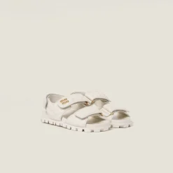 White Sporty Matelassé Nappa Leather Sandals | Miu Miu