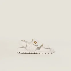 White Sporty Matelassé Nappa Leather Sandals | Miu Miu