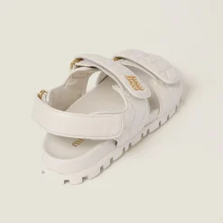 White Sporty Matelassé Nappa Leather Sandals | Miu Miu