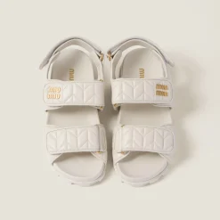 White Sporty Matelassé Nappa Leather Sandals | Miu Miu