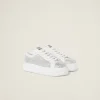 White Suede And Smooth Leather Sneakers | Miu Miu