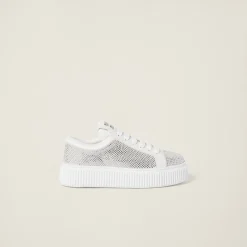 White Suede And Smooth Leather Sneakers | Miu Miu