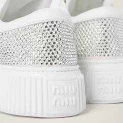 White Suede And Smooth Leather Sneakers | Miu Miu