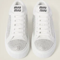 White Suede And Smooth Leather Sneakers | Miu Miu