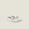 White Unlined Bleached Leather Loafers | Miu Miu
