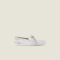 White Unlined Bleached Leather Loafers | Miu Miu